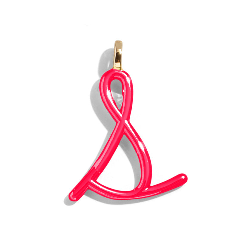 Custom Cherry Red Enamel Script Letter Charm - S-Blues Comming