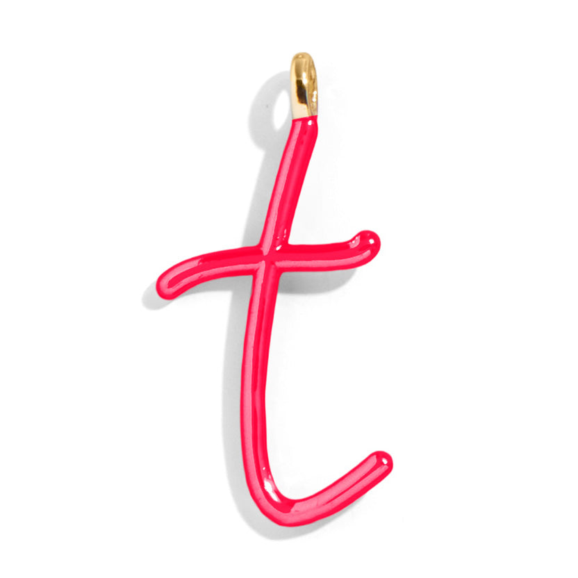 Custom Cherry Red Enamel Script Letter Charm - T-Blues Comming