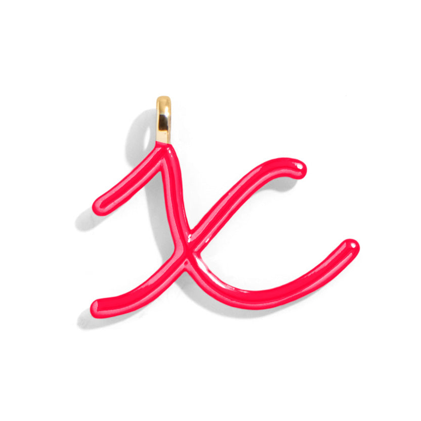 Custom Cherry Red Enamel Script Letter Charm - X-Blues Comming
