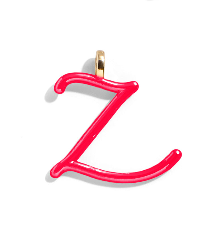 Custom Cherry Red Enamel Script Letter Charm - Z-Blues Comming