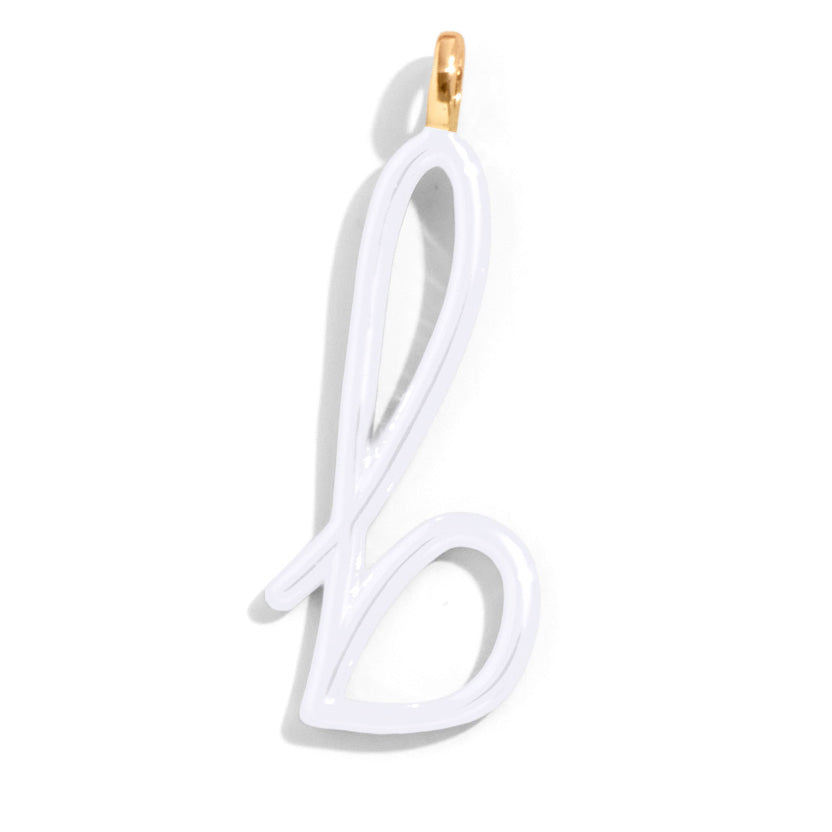 Custom Pure White Enamel Script Letter Charm - B-Blues Comming