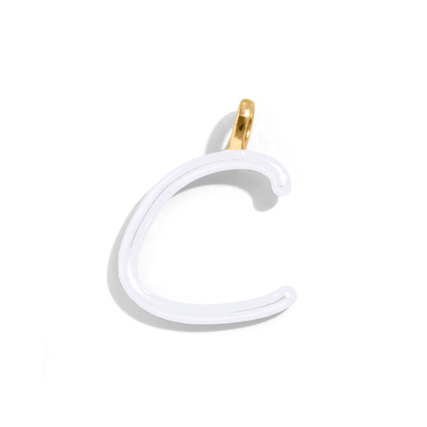 Custom Pure White Enamel Script Letter Charm - C-Blues Comming