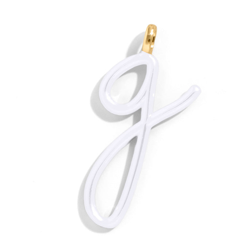 Custom Pure White Enamel Script Letter Charm - G-Blues Comming