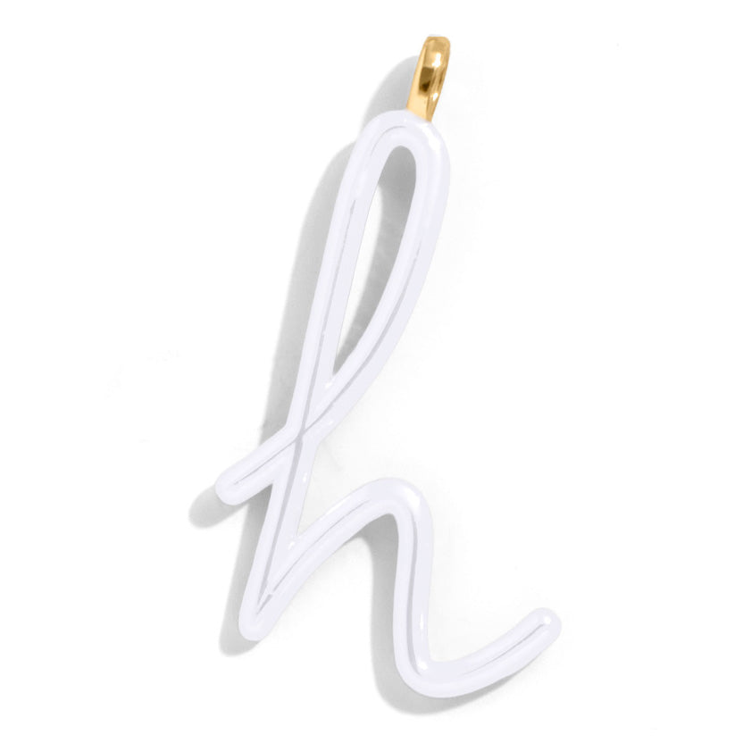 Custom Pure White Enamel Script Letter Charm - H-Blues Comming