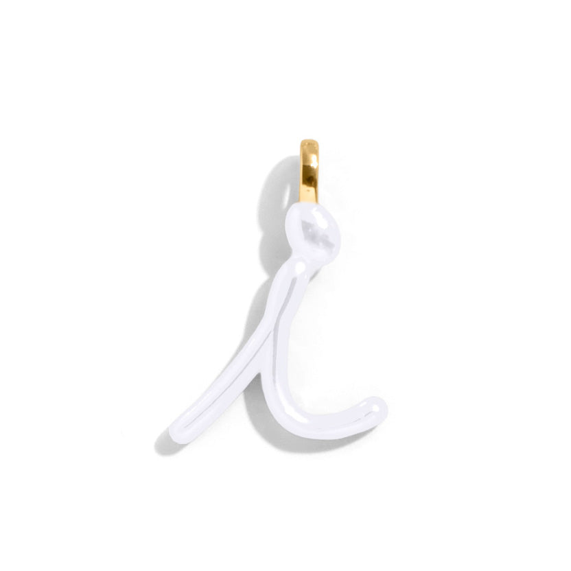 Custom Pure White Enamel Script Letter Charm - I-Blues Comming