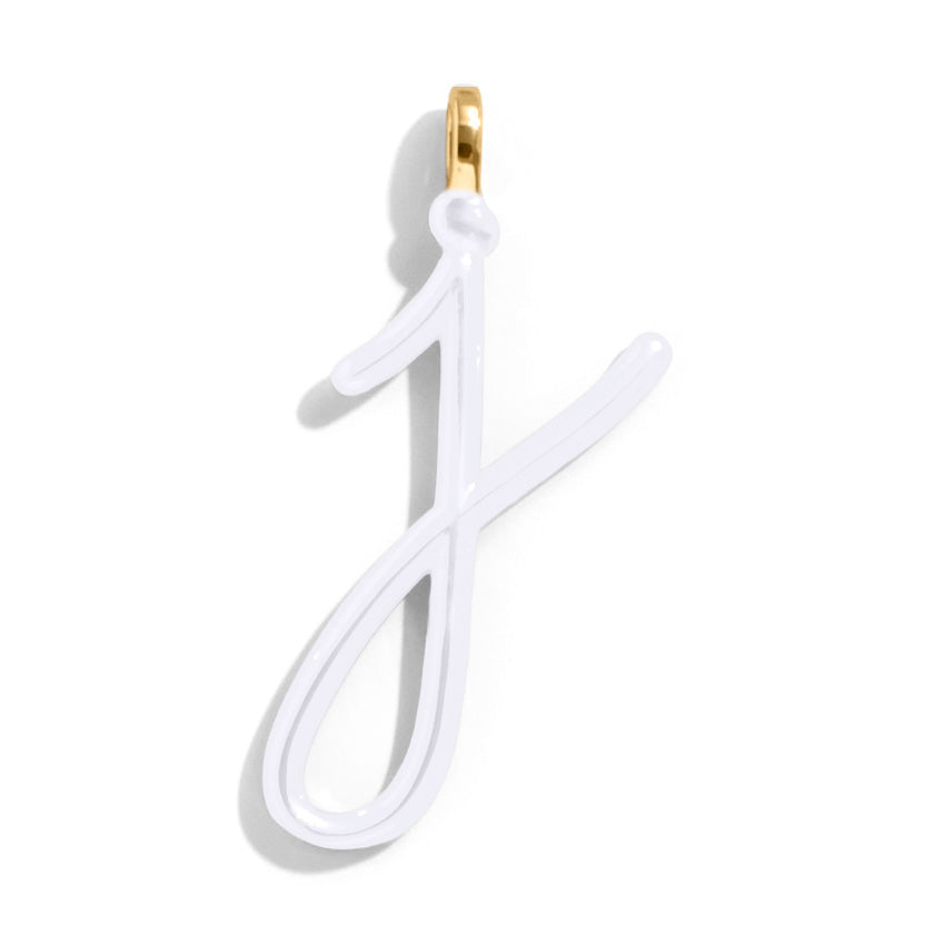 Custom Pure White Enamel Script Letter Charm - J-Blues Comming