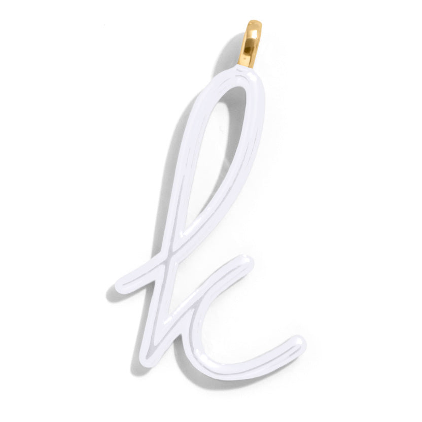 Custom Pure White Enamel Script Letter Charm - K-Blues Comming