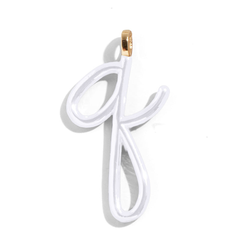 Custom Pure White Enamel Script Letter Charm - Q-Blues Comming