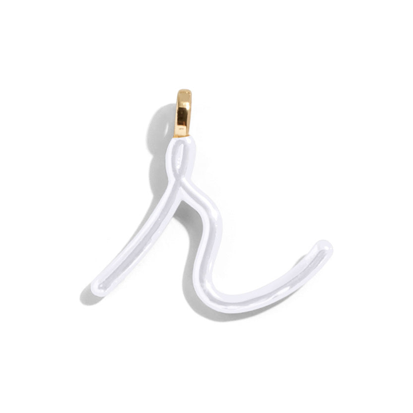Custom Pure White Enamel Script Letter Charm - R-Blues Comming