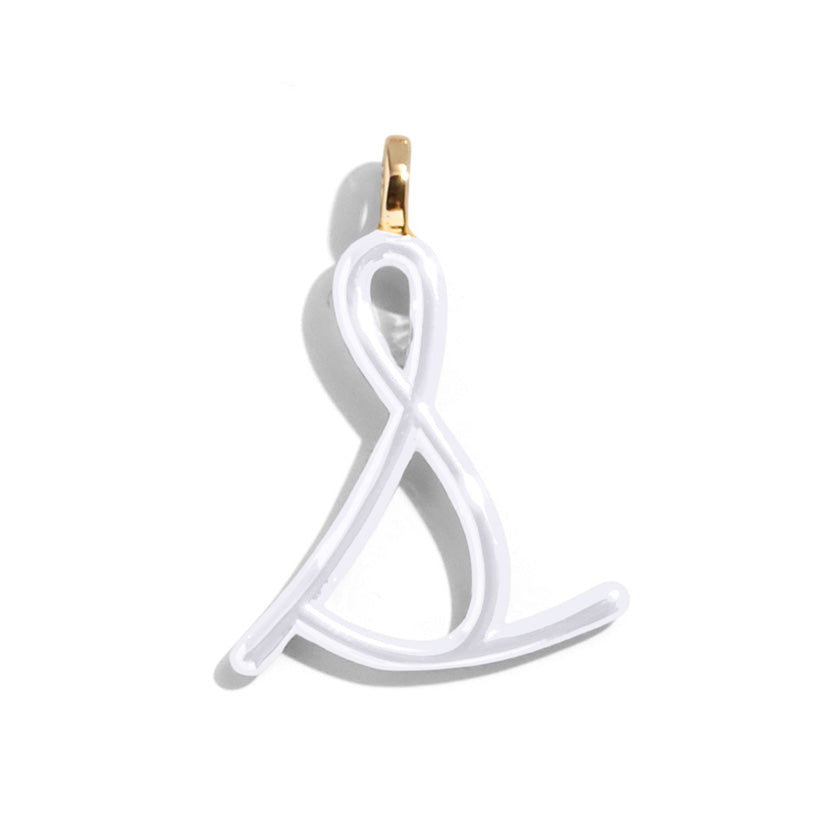 Custom Pure White Enamel Script Letter Charm - S-Blues Comming