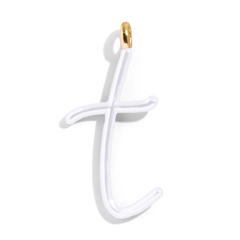 Custom Pure White Enamel Script Letter Charm - T-Blues Comming
