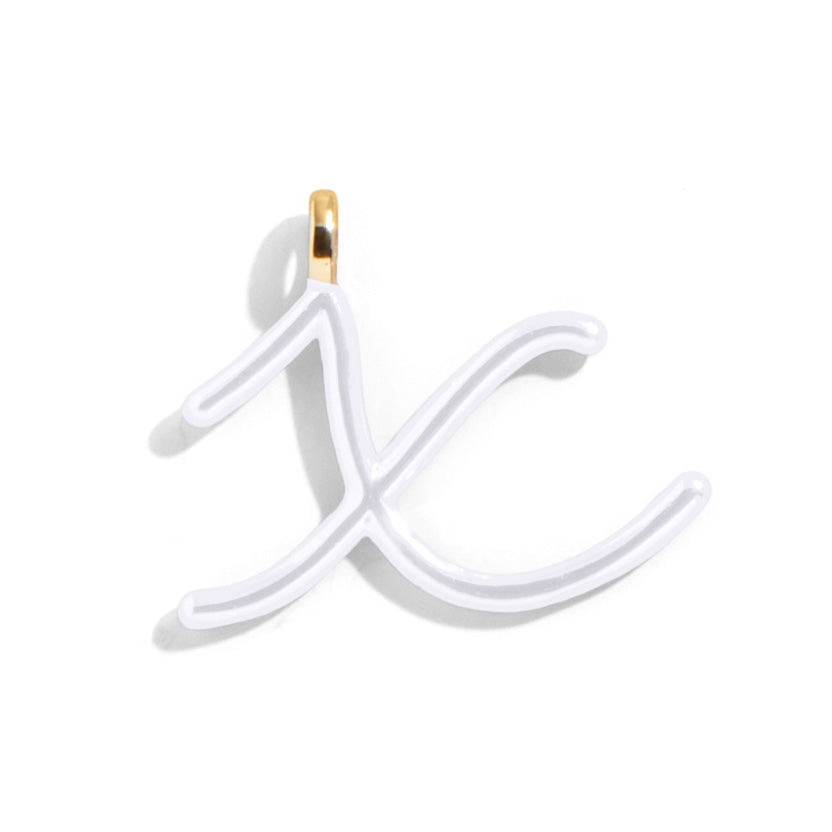 Custom Pure White Enamel Script Letter Charm - X-Blues Comming