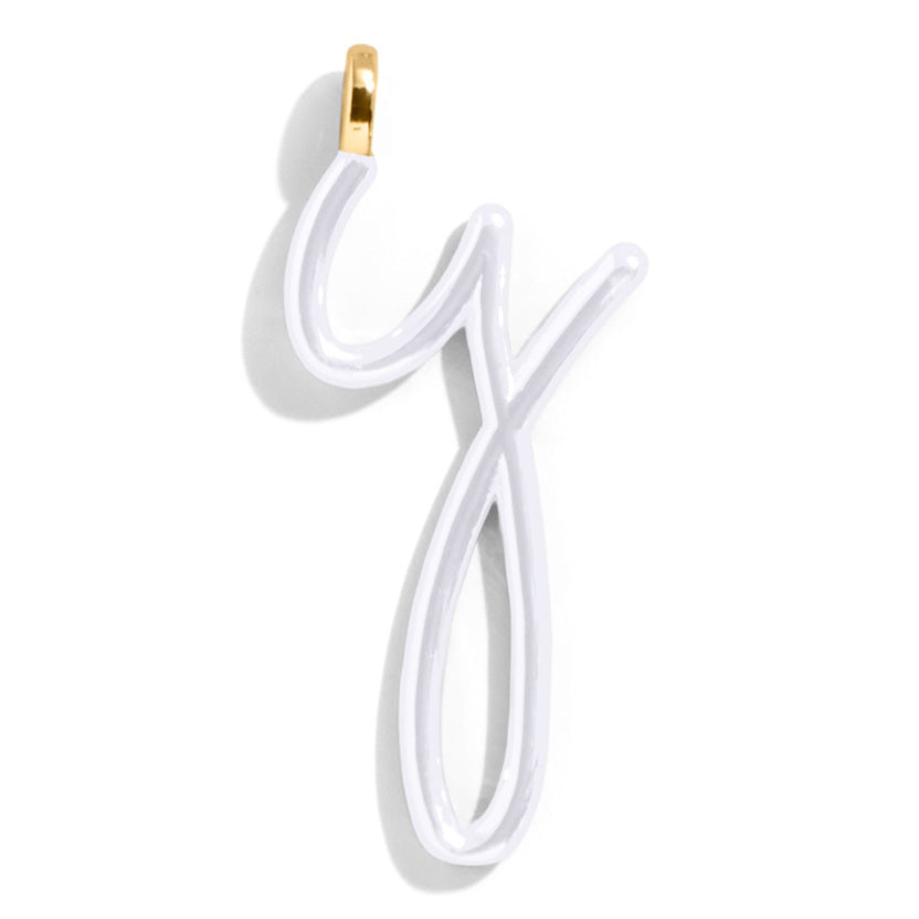 Custom Pure White Enamel Script Letter Charm - Y-Blues Comming