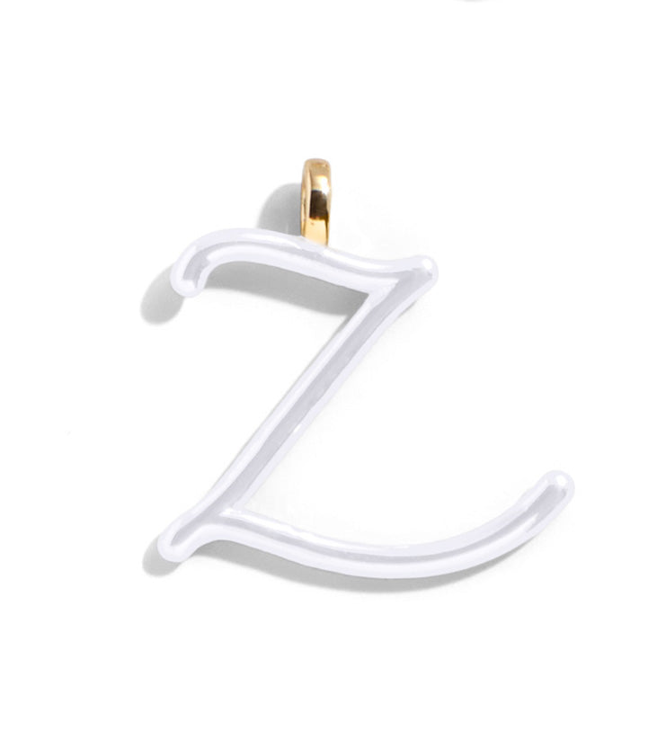 Custom Pure White Enamel Script Letter Charm - Z-Blues Comming