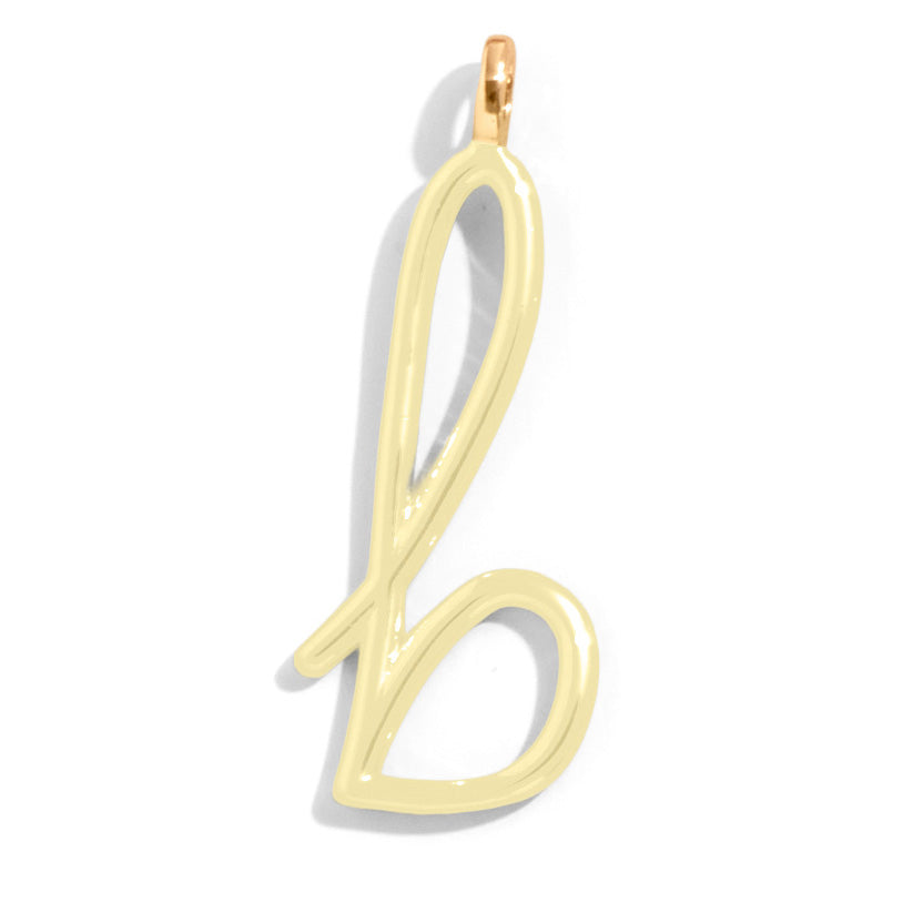 Custom Butter Yellow Enamel Script Letter Charm - B-Blues Comming
