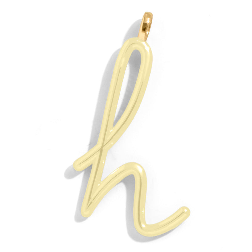 Custom Butter Yellow Enamel Script Letter Charm - H-Blues Comming