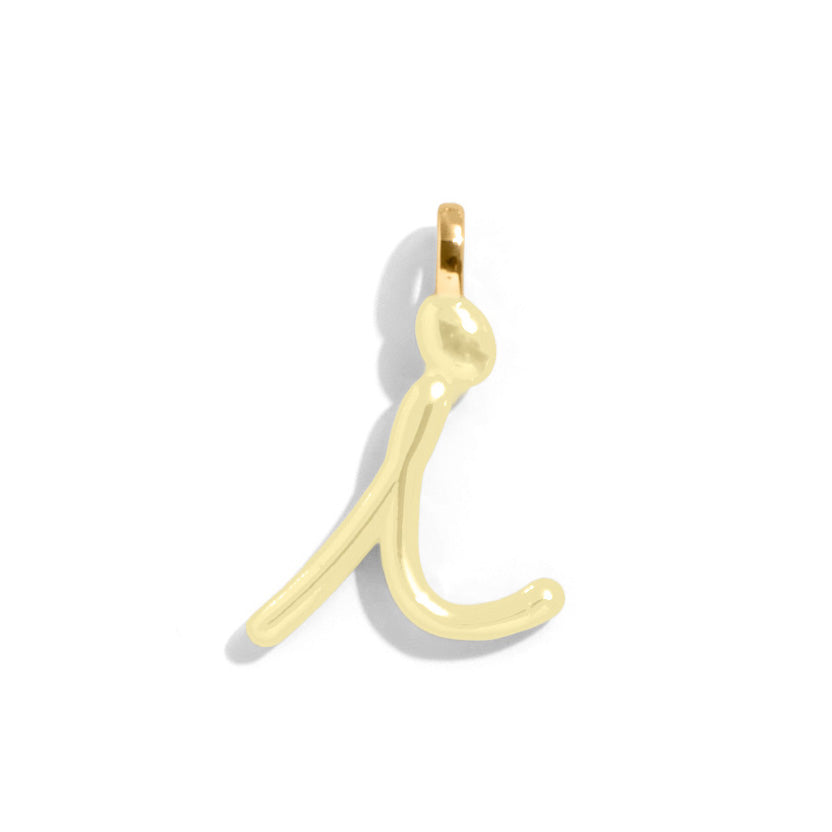 Custom Butter Yellow Enamel Script Letter Charm - I-Blues Comming