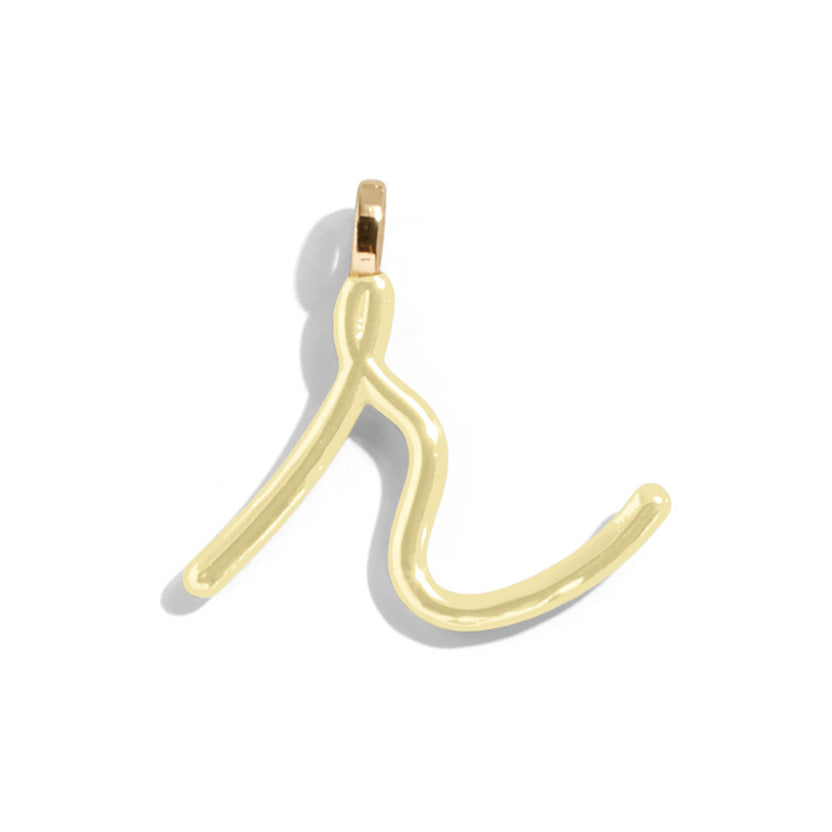 Custom Butter Yellow Enamel Script Letter Charm - R-Blues Comming