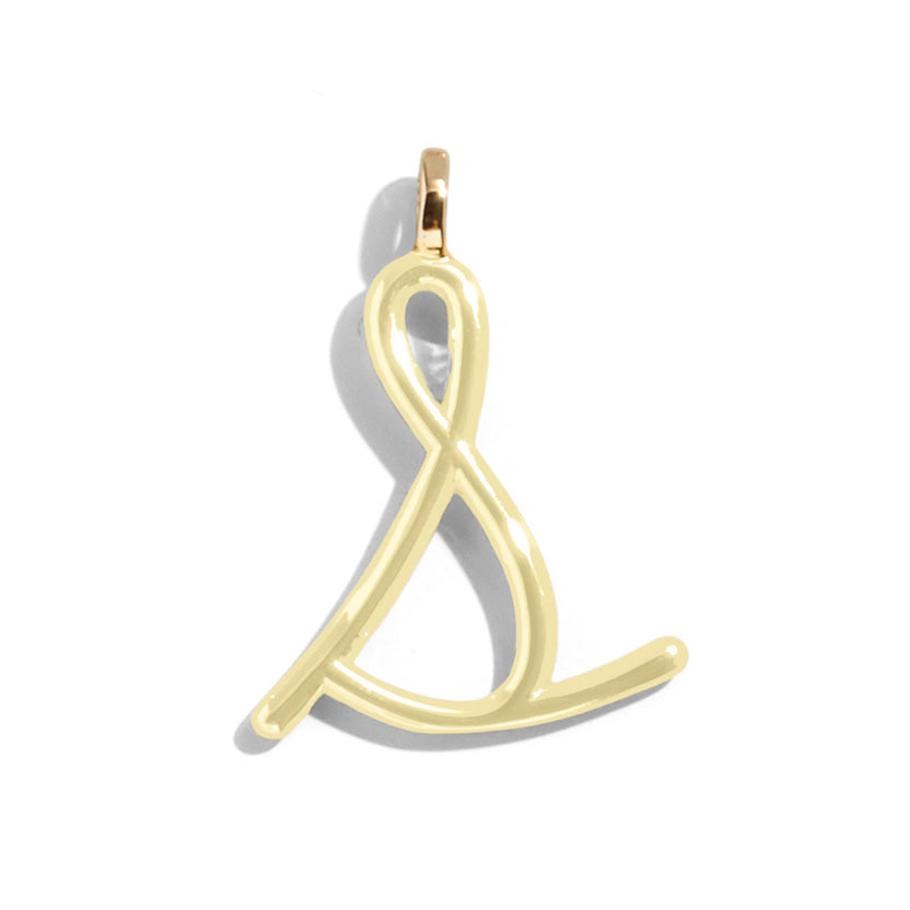 Custom Butter Yellow Enamel Script Letter Charm - S-Blues Comming