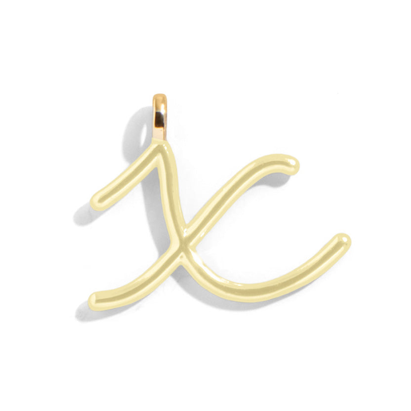 Custom Butter Yellow Enamel Script Letter Charm - X-Blues Comming