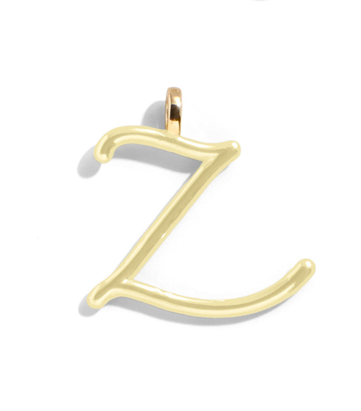 Custom Butter Yellow Enamel Script Letter Charm - Z-Blues Comming