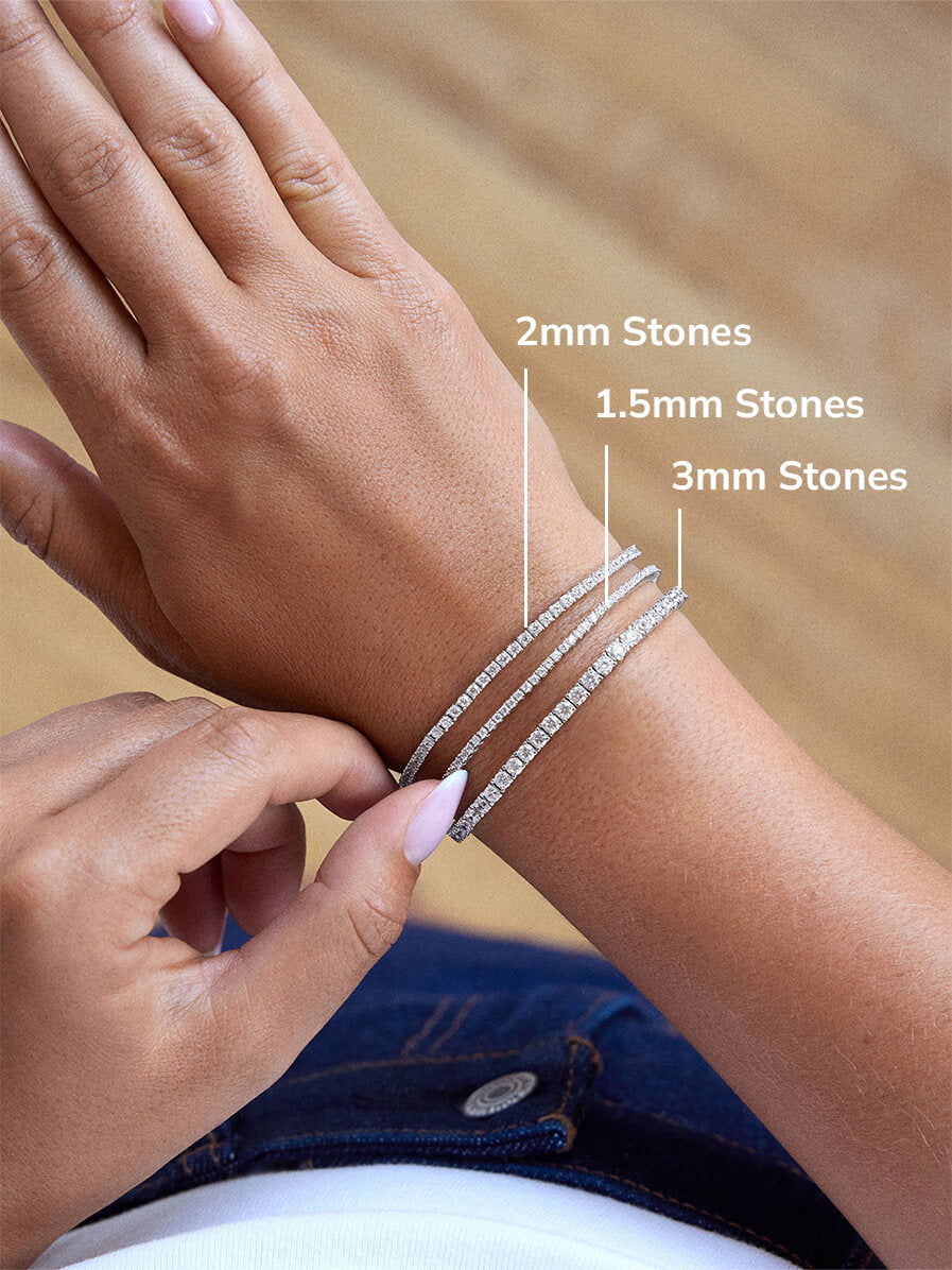 Billie Sterling Silver Tennis Bracelet  - Sterling Silver-Blues Comming