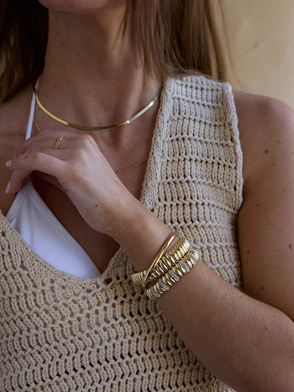 Keira Ribbed Bracelet - Gold/Pavé-Blues Comming