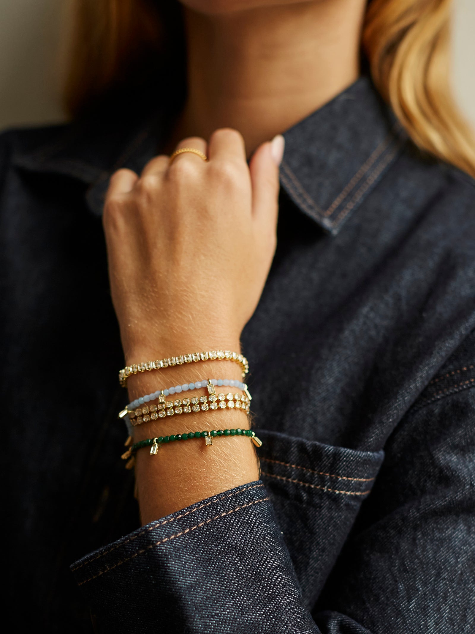 Crystal Beaded Bracelet - Powder Blue-Blues Comming