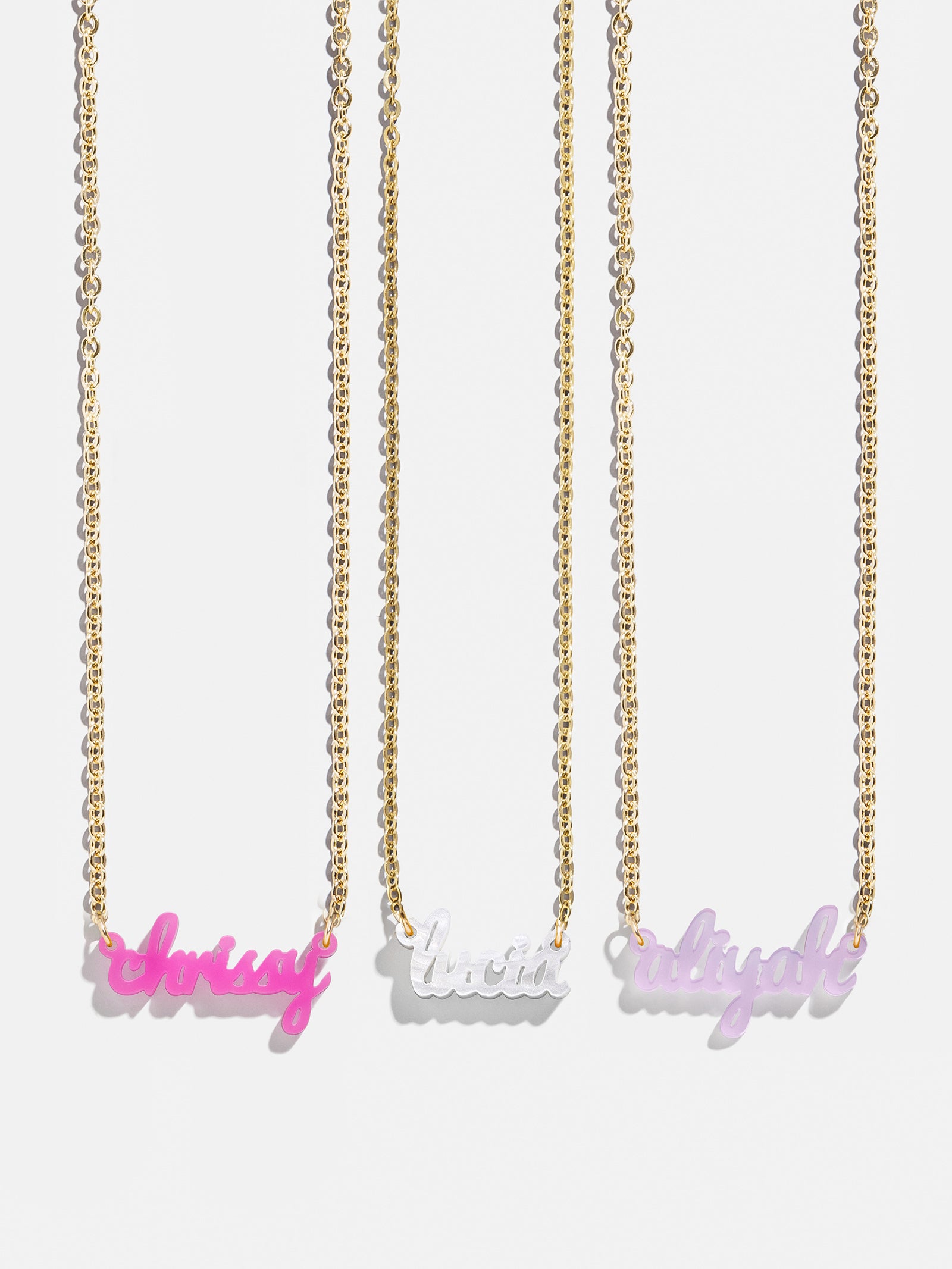 Acrylic Custom Nameplate Necklace - Gold-Blues Comming