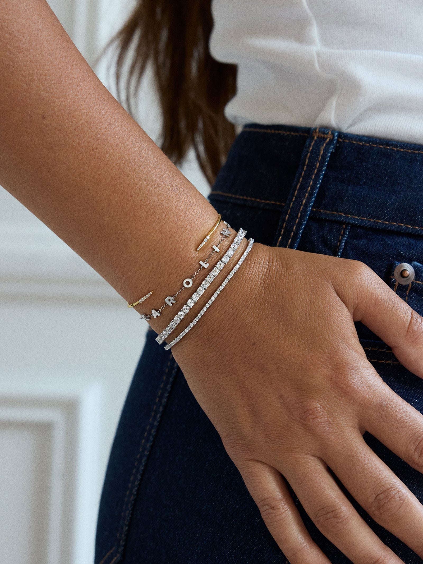 Billie Sterling Silver Tennis Bracelet  - Sterling Silver-Blues Comming