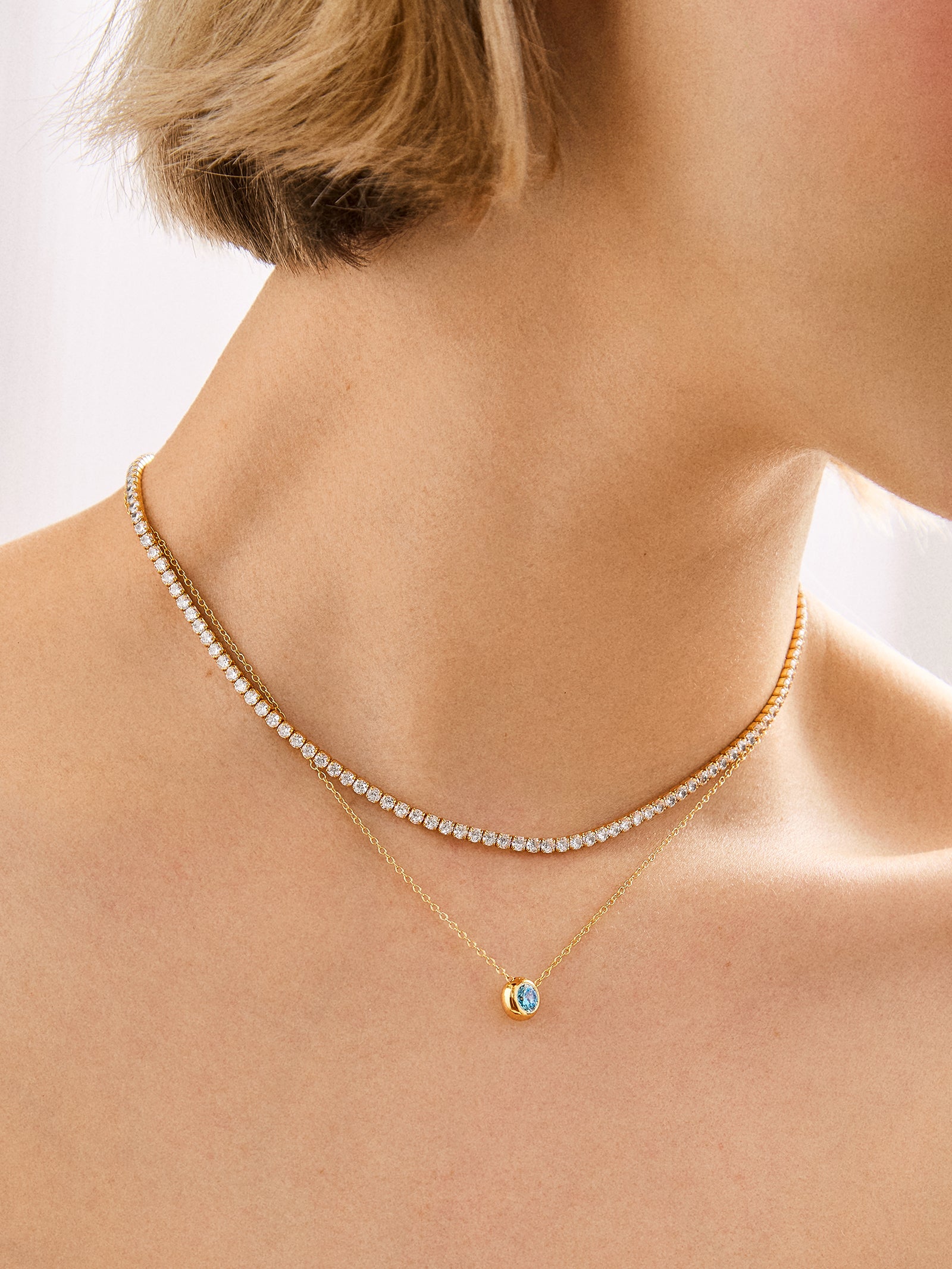 18K Gold Birthstone Pendant Necklace - Emerald-Blues Comming