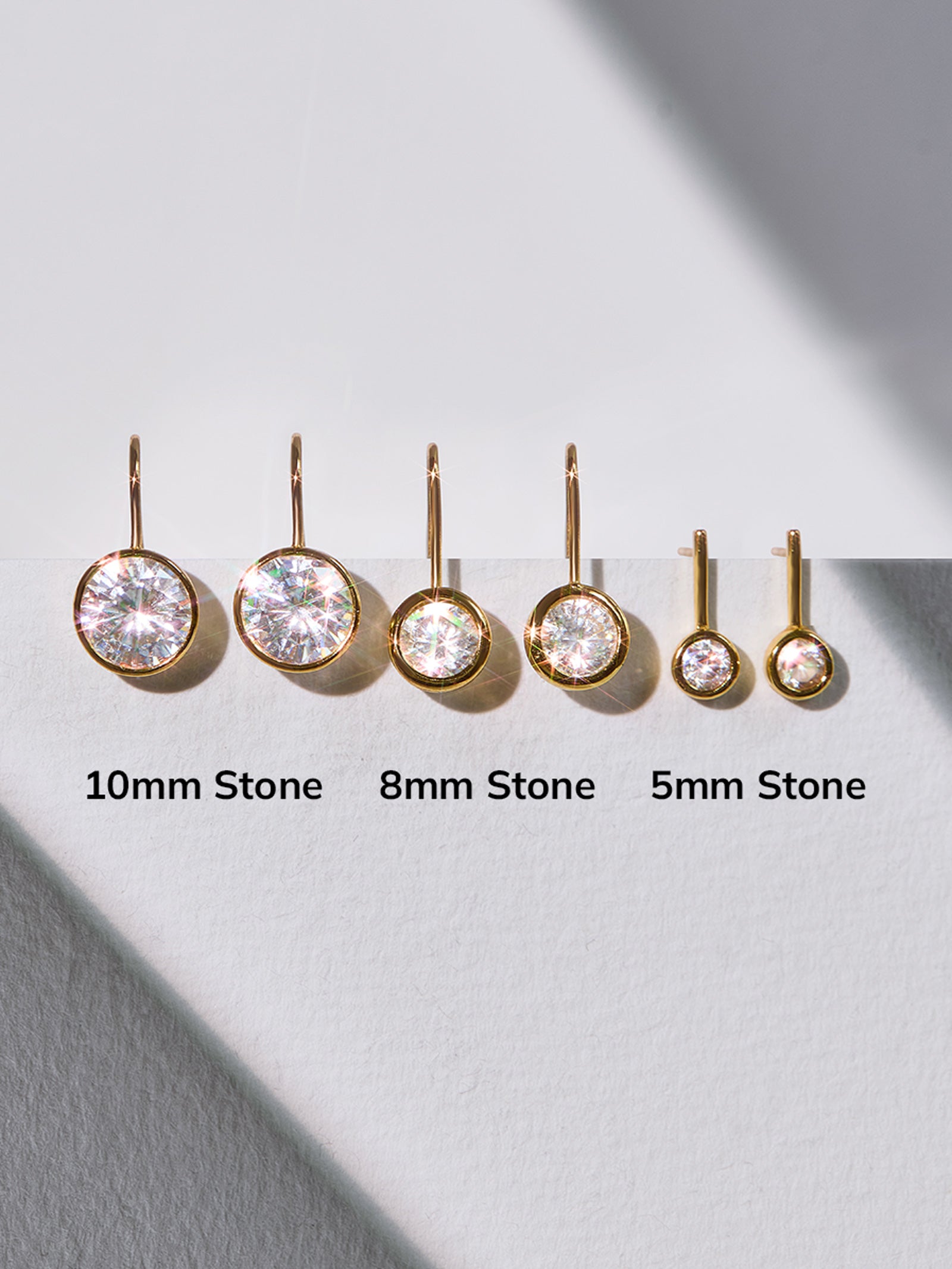 Fallon 18K Gold Bezel Earrings - 10MM Stone-Blues Comming
