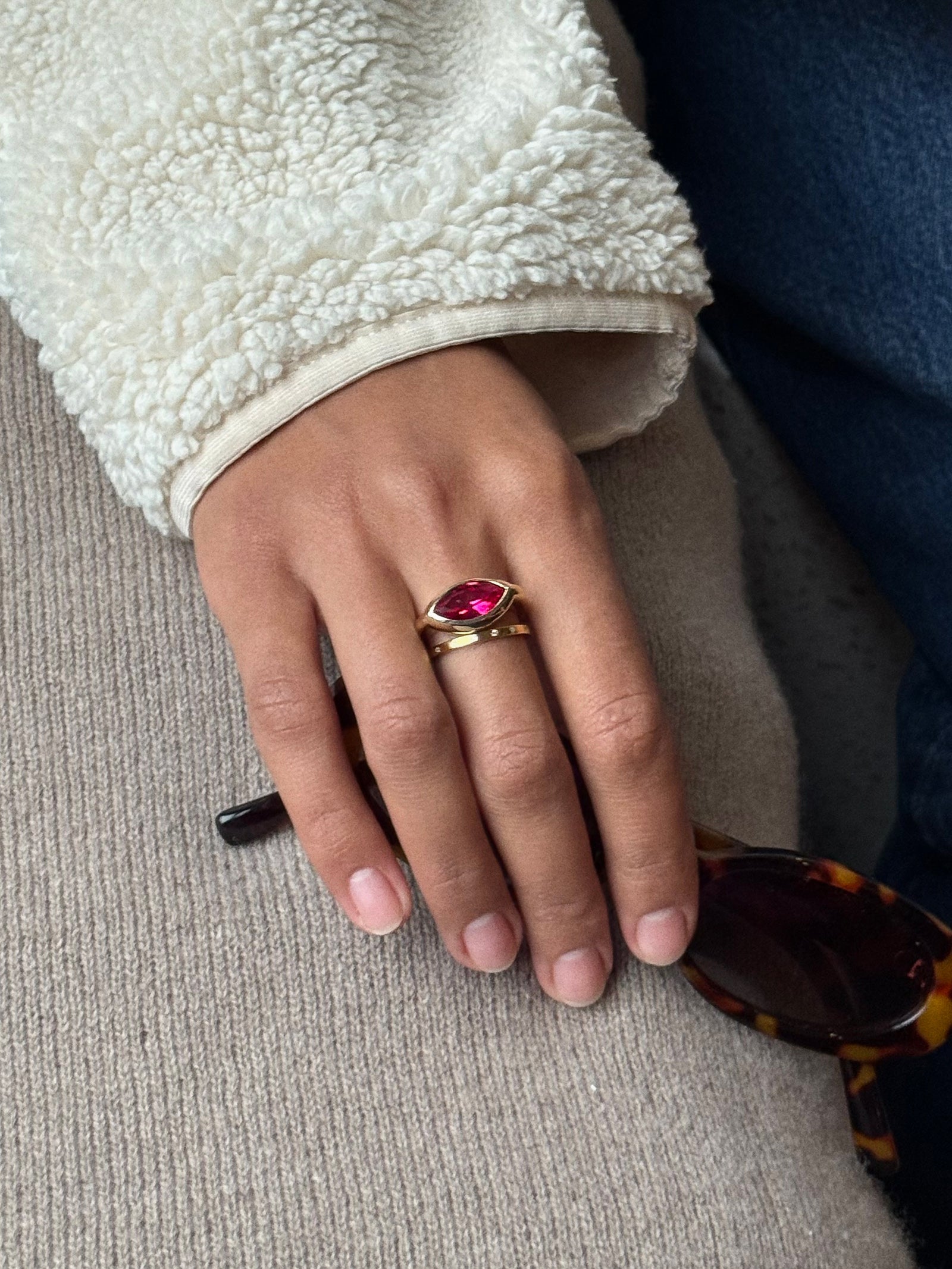 Gold Cubic Zirconia Custom Birthstone Ring - Aquamarine-Blues Comming