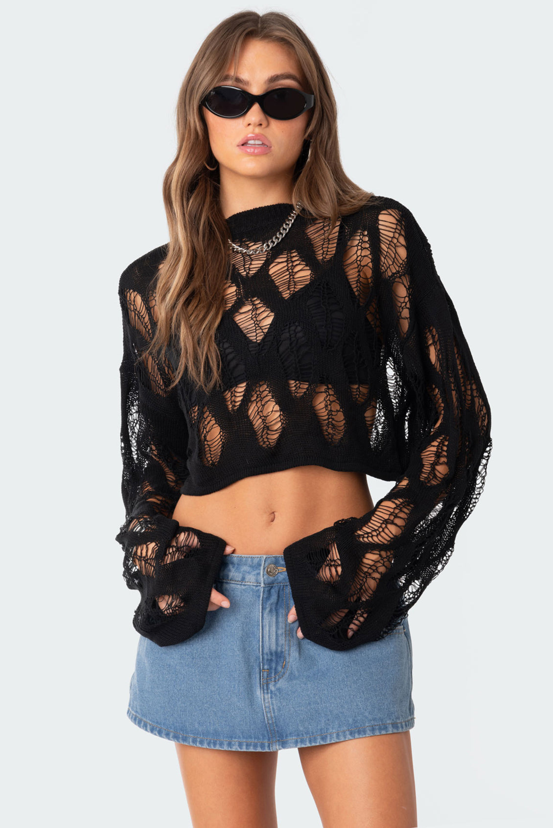 Clover Distressed Sweater-Milans Time