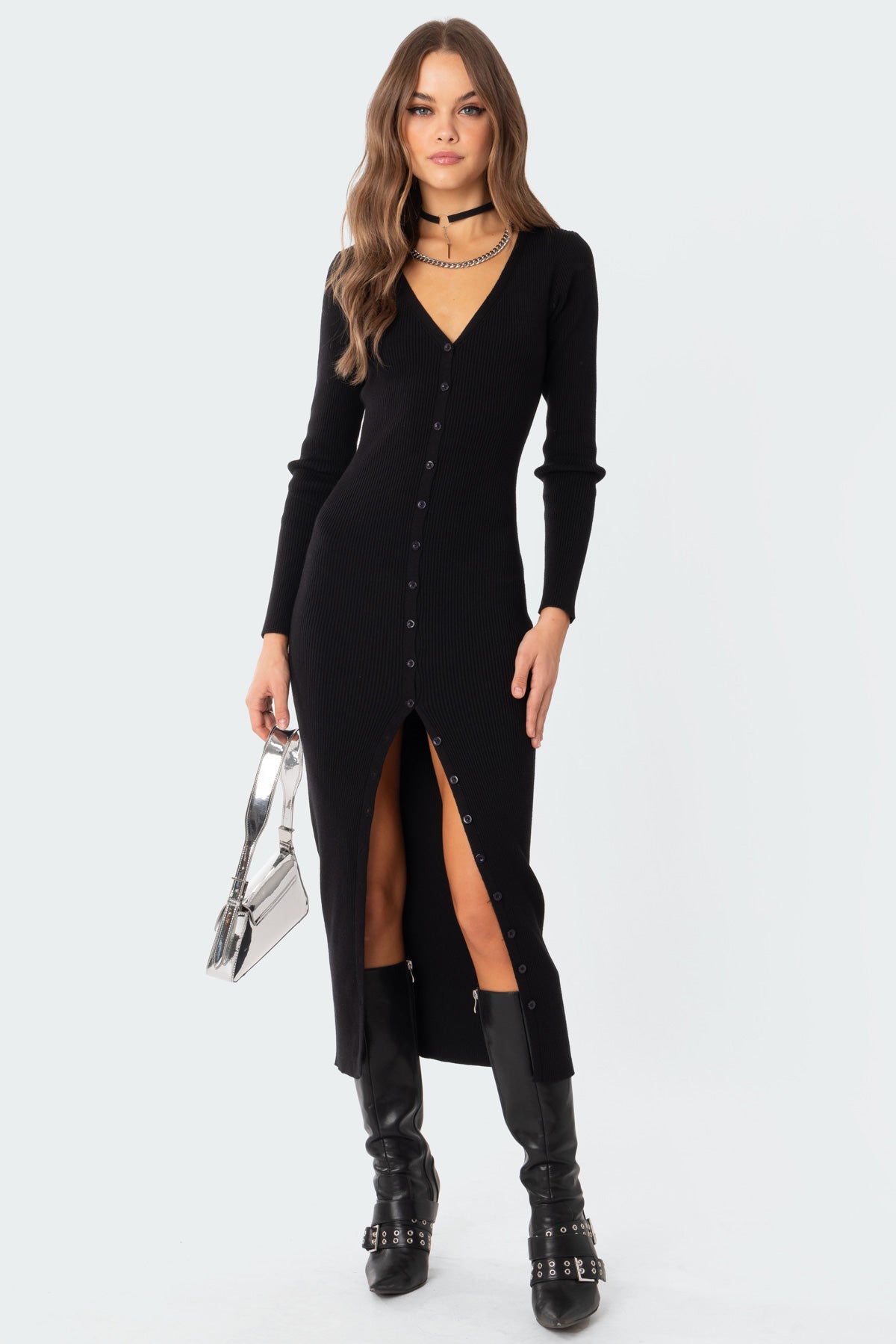 Jazlyn Knitted Button Up Maxi Dress-Milans Time