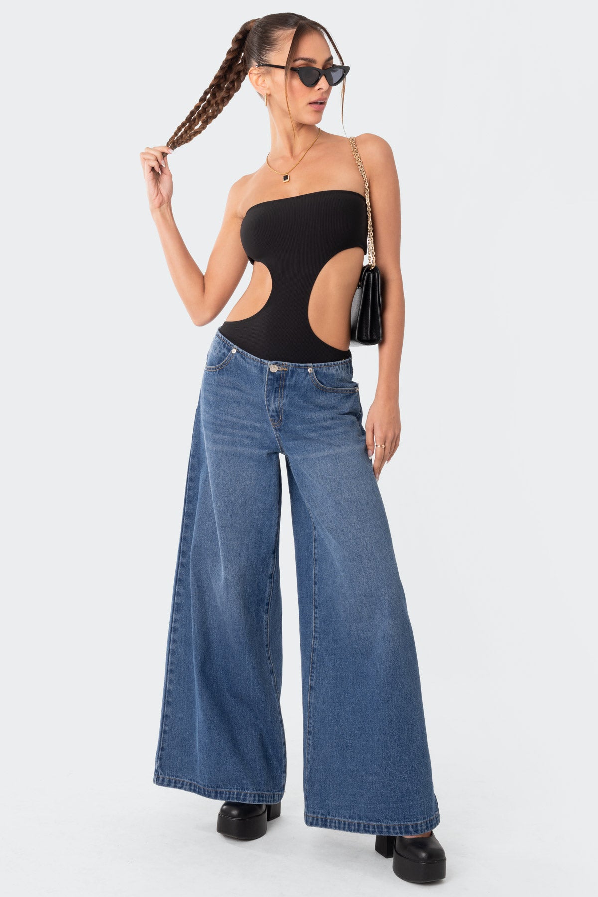 Vivie Ribbed Cut Out Bodysuit-Milans Time