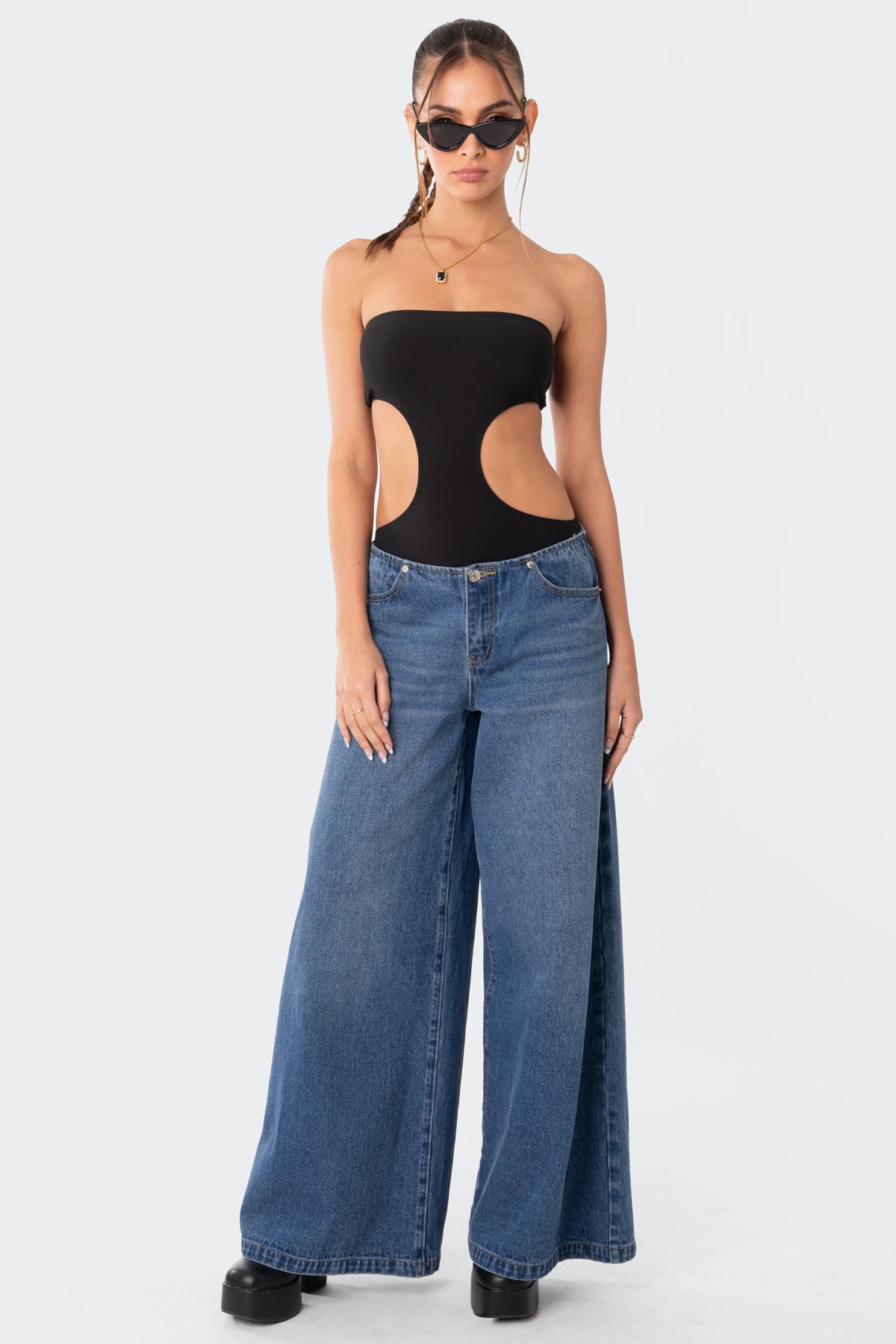 Vivie Ribbed Cut Out Bodysuit-Milans Time