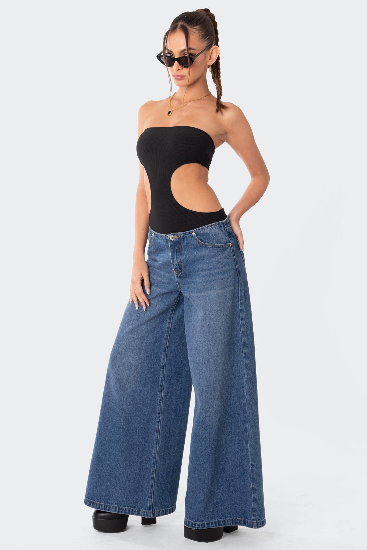 Vivie Ribbed Cut Out Bodysuit-Milans Time