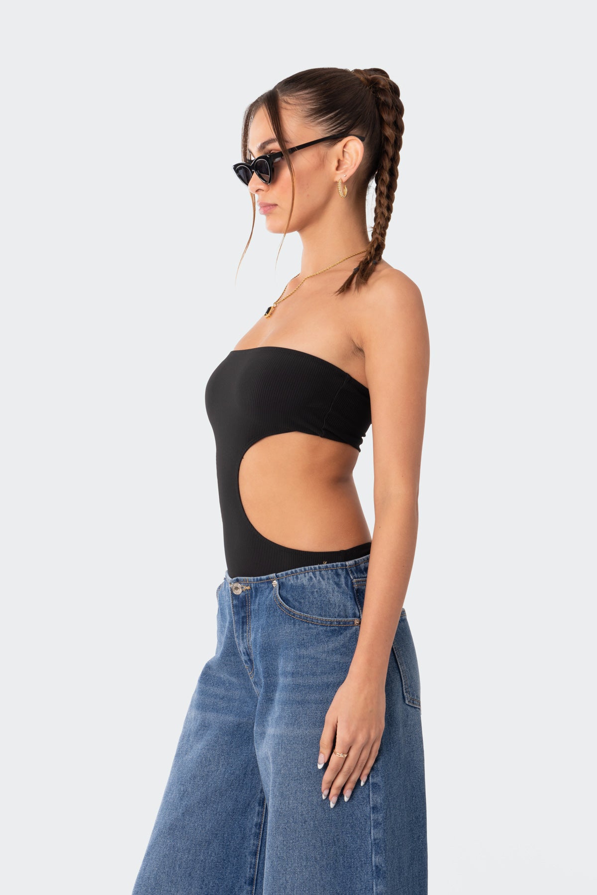Vivie Ribbed Cut Out Bodysuit-Milans Time