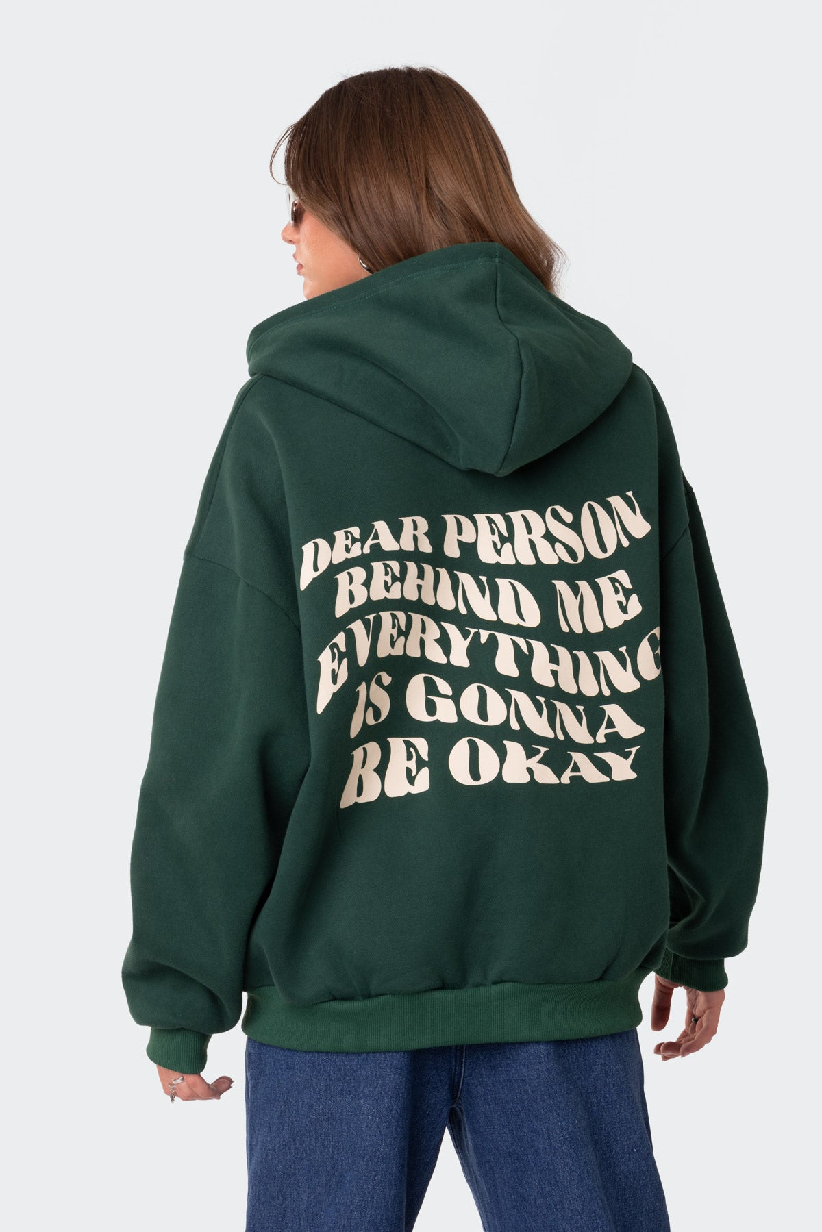 Everything'S Ok Zip Up Oversized Hoodie-Milans Time