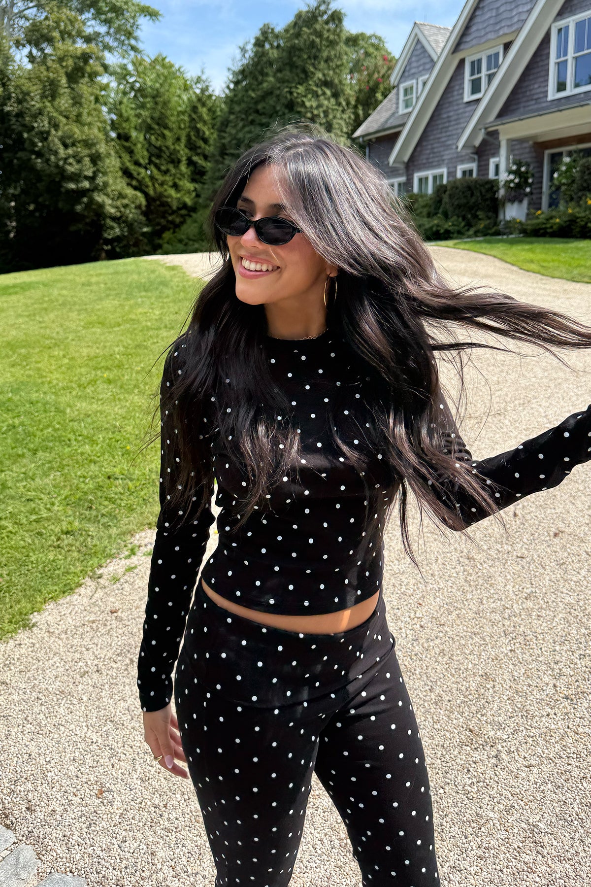 Daliya Polka Dot Long Sleeve Top-Milans Time