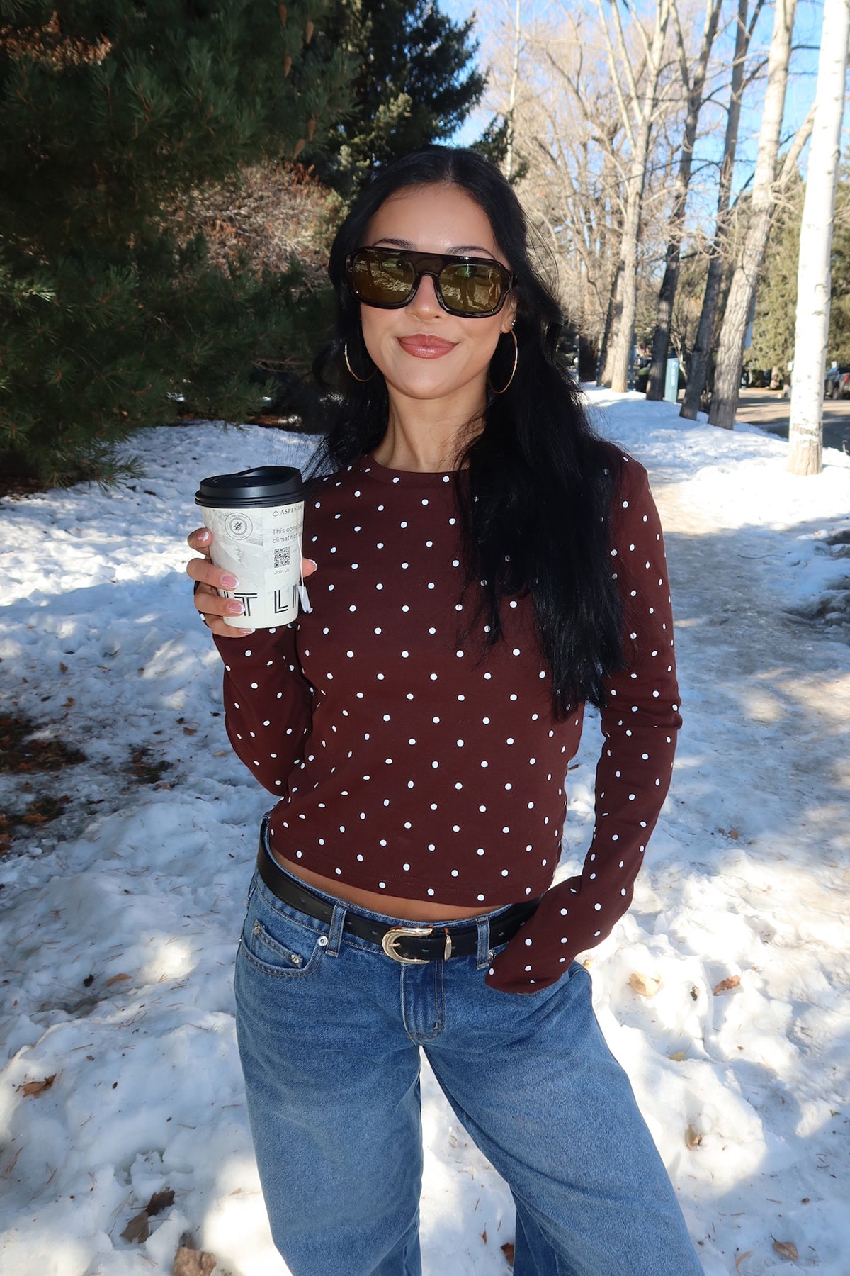 Daliya Polka Dot Long Sleeve Top-Milans Time