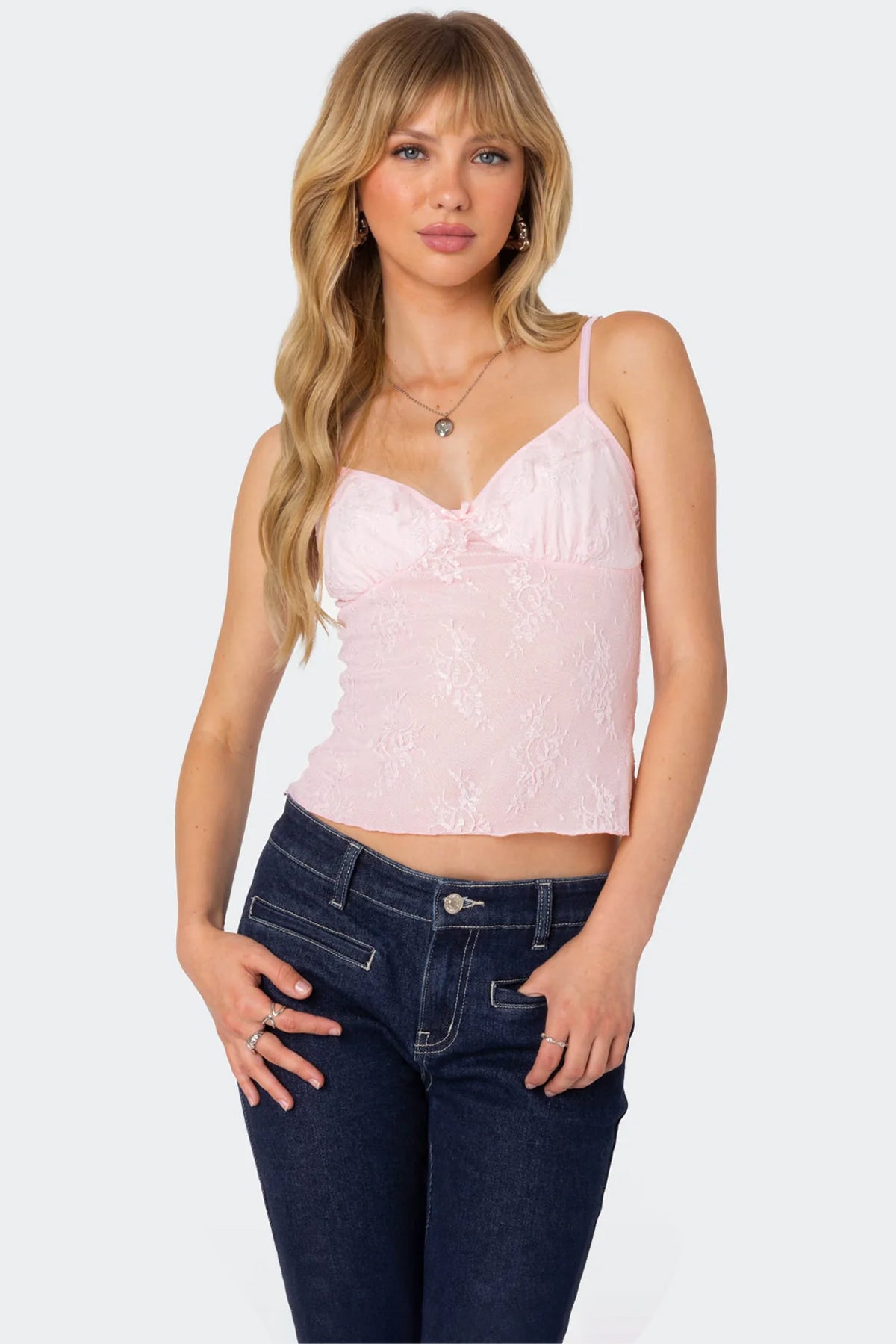 Angelina Sheer Lace Tank Top-Milans Time