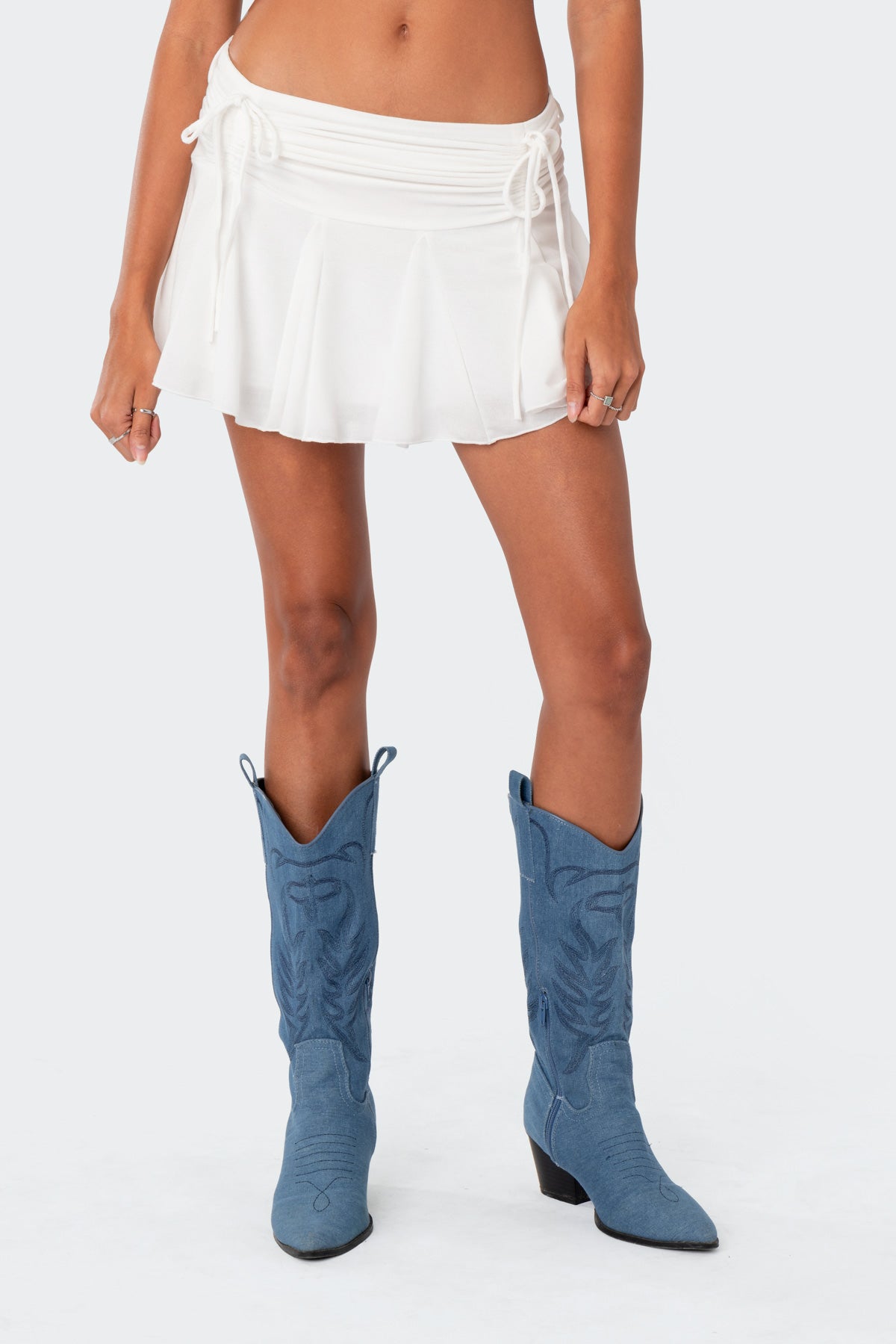 Keoni Gathered Ruffle Low Rise Mini Skirt-Milans Time