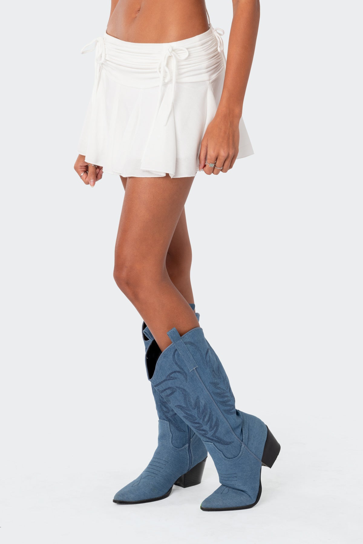 Keoni Gathered Ruffle Low Rise Mini Skirt-Milans Time