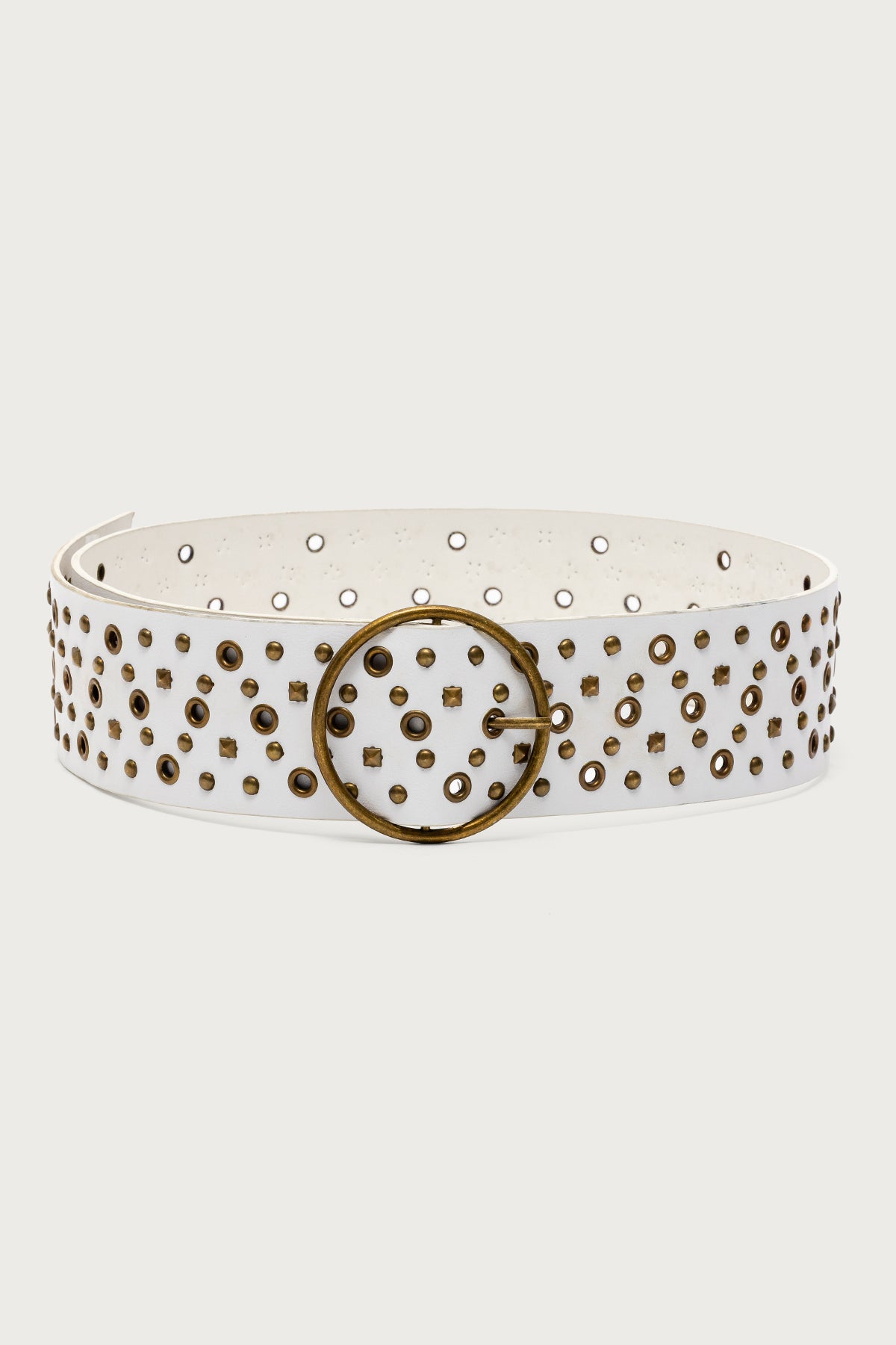 Stud & Grommet Faux Leather Belt-Milans Time