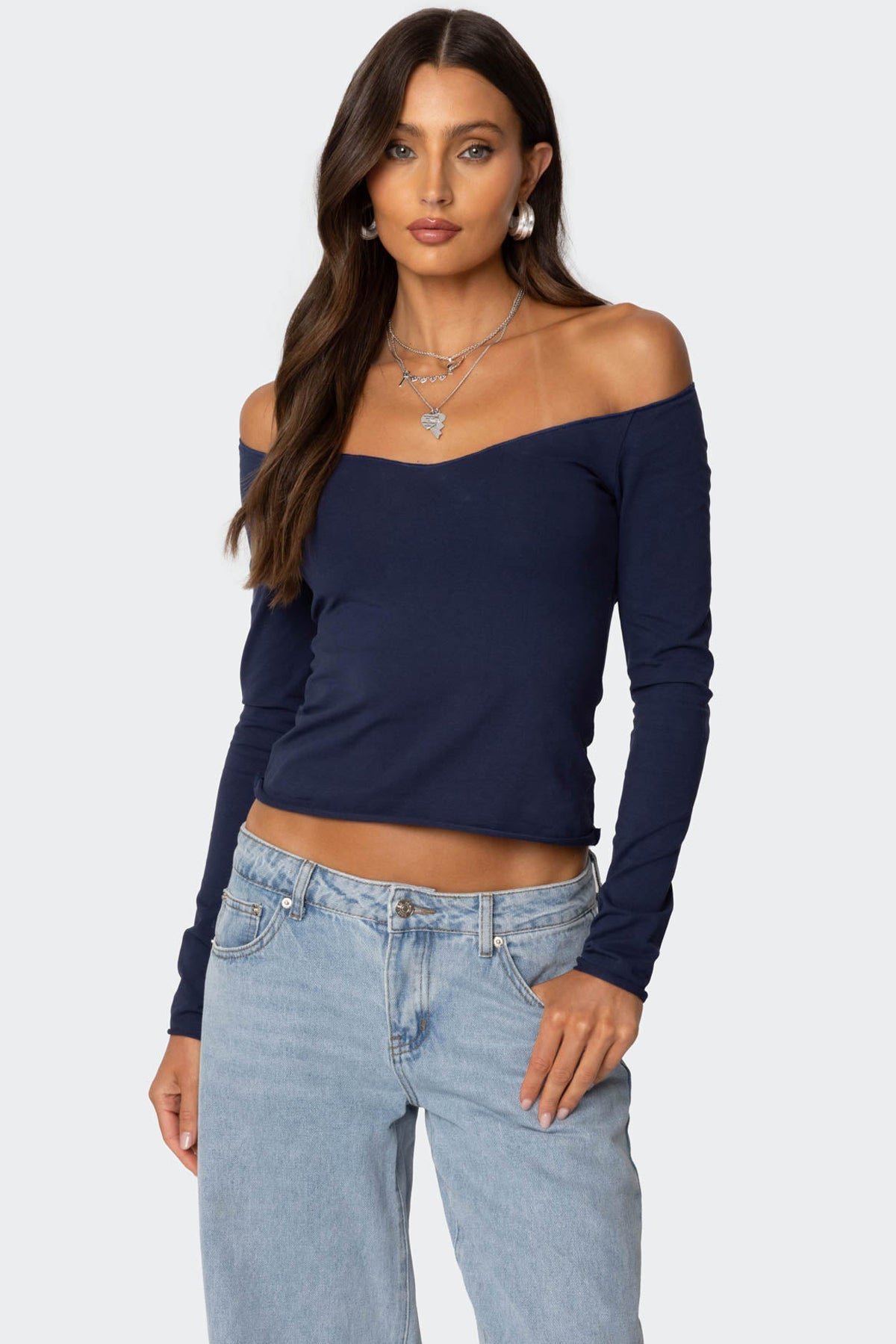 Nattie Off Shoulder V Neck Top-Milans Time