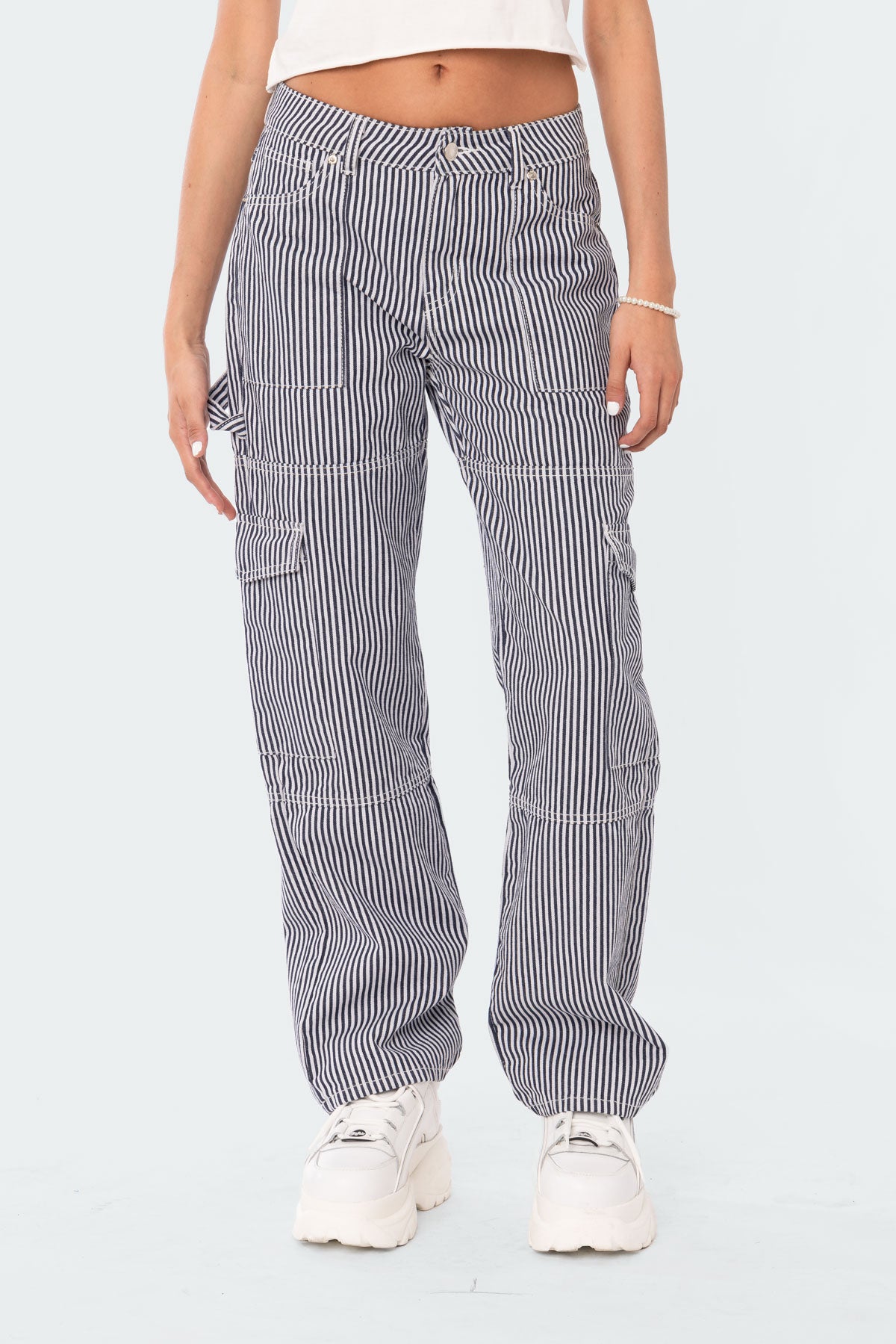 Stripe Out Cargo Pants-Milans Time