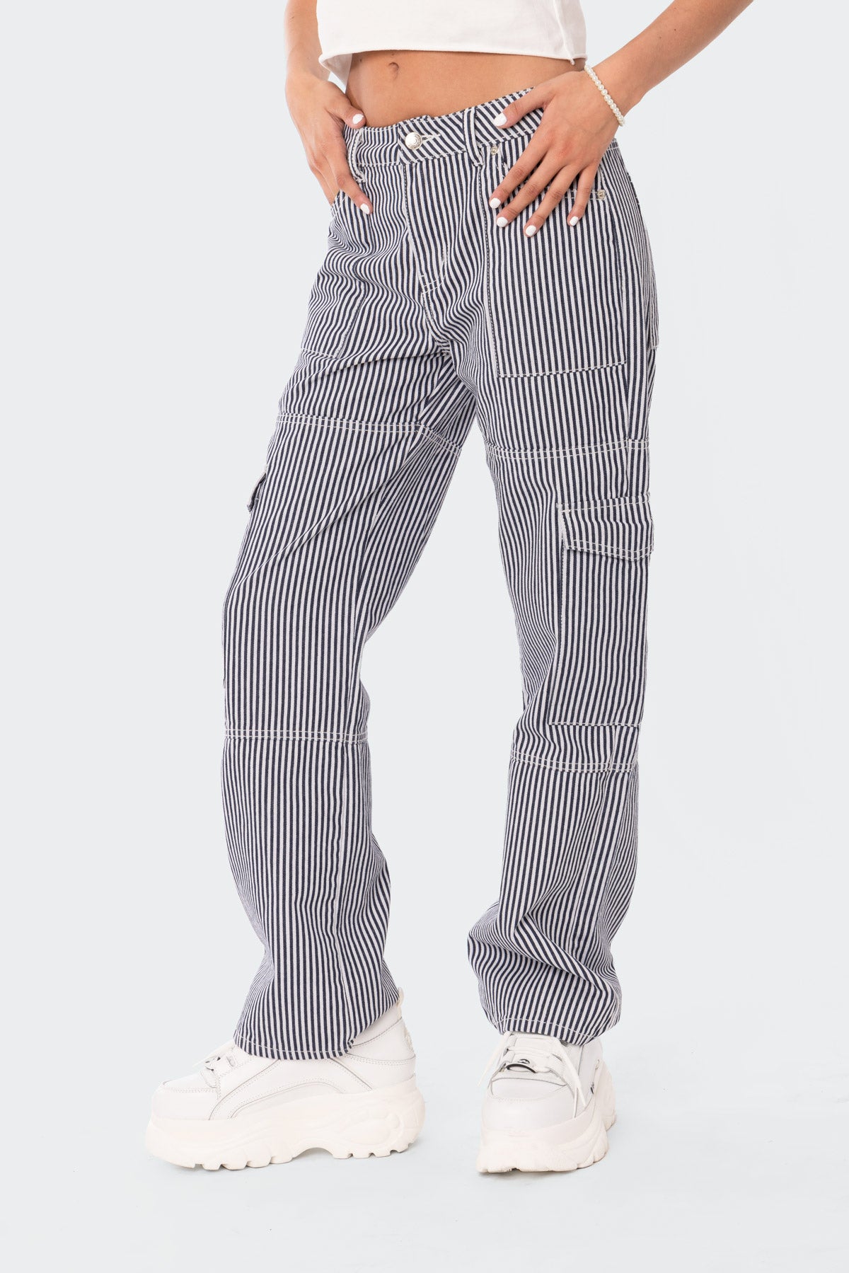 Stripe Out Cargo Pants-Milans Time