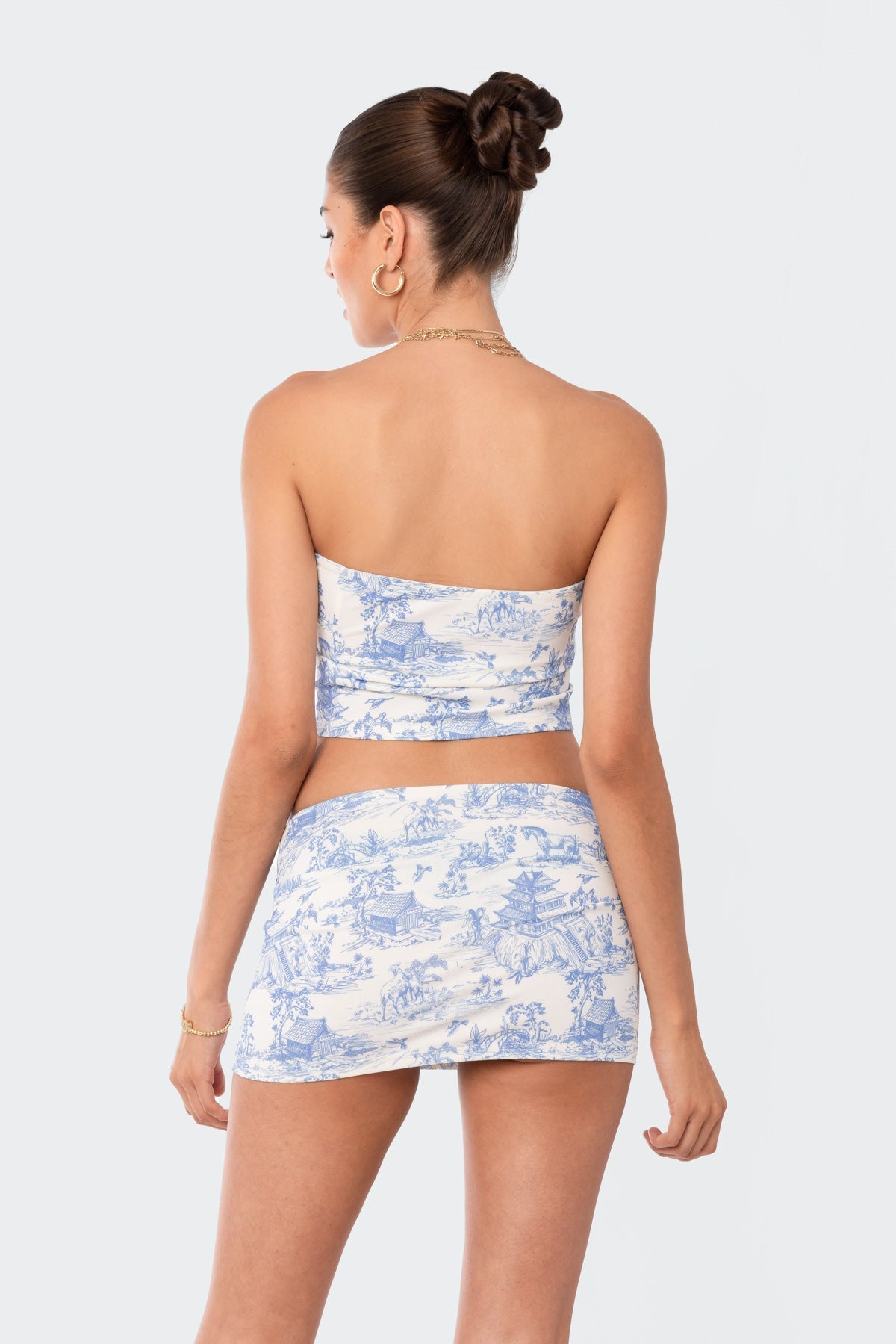 Delft Print Strapless Top-Milans Time